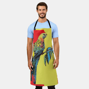 Rosella Parrot Waterverf Colorful Blue Art Apron Schort
