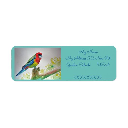 Rosella Parrot Waterverf Return Address Labels (Voorkant)