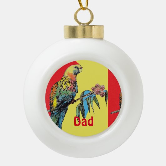 Rosella Parrot Waterverf Vader naam Ornament (Voorkant)