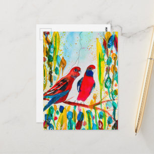 Rosella vogels in de waterverf kunst briefkaart