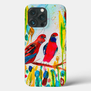 Rosella vogels in de waterverf kunst iPhone 13 pro hoesje