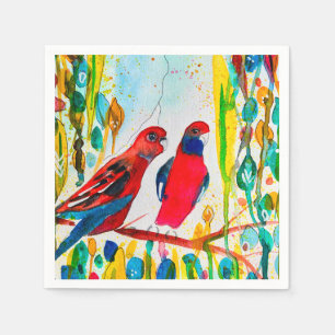 Rosella vogels in de waterverf kunst servet