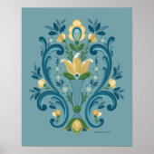 Rosemaling Blue en Gold Poster (Voorkant)