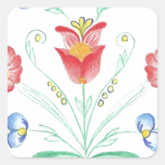 Rosemaling door Neeter Vierkante Sticker