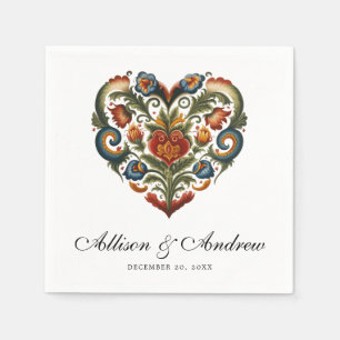 Rosemaling Heart Noorse volkskunst Servet