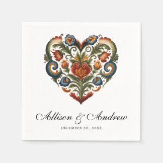 Rosemaling Heart | Noorse volkskunst Servet
