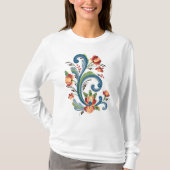 Rosemaling in Blue en Red T-Shirt (Voorkant)