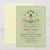 Rosemaling in de Uitnodiging van de Groene en Goud (Voorkant / Achterkant)