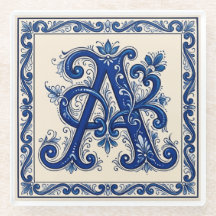 Rosemaling Monogram Prussian Blue
