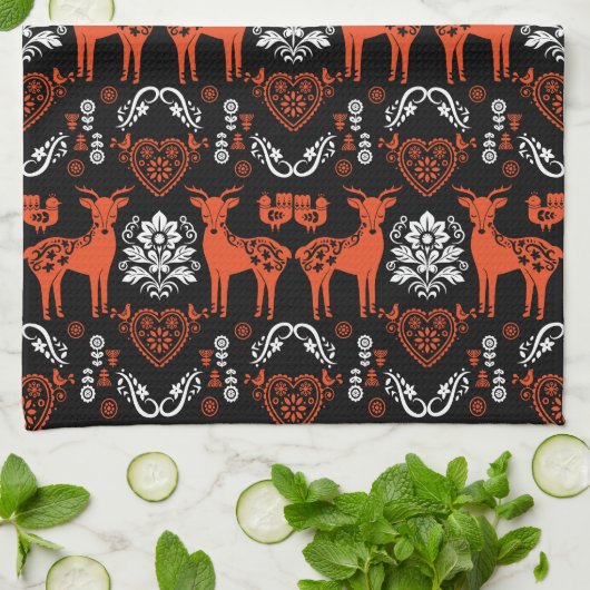 Rosemaling Noorse volkskunst Theedoek (Gevouwen)