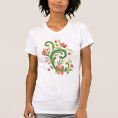 Rosemaling Red en Roze T-Shirt (Voorkant)