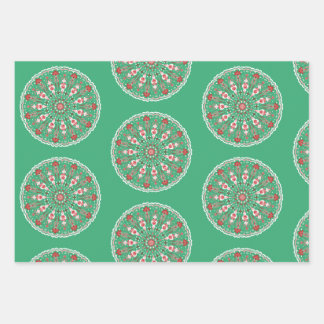Rosemaling vintage ornamenten mandala in turquoise inpakpapier vel