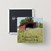 Roseman Bridge Winterset, Iowa Vierkante Button 5,1 Cm (Voorkant /achterkant)
