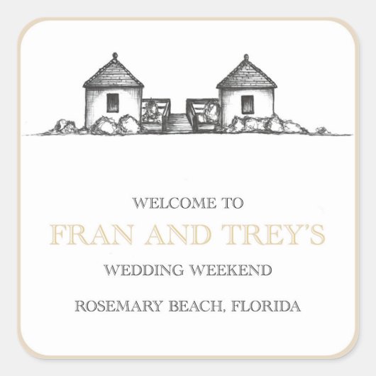 Rosemary Beach bruiloft stickers (Voorkant)