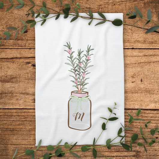Rosemary Herbs in Jar Monogram Theedoek