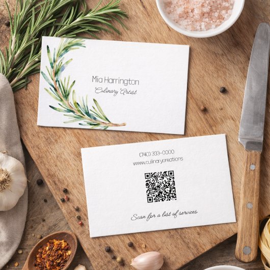 Rosemary Sprig with QR Code Visitekaartje
