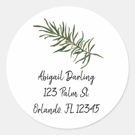 Rosemary Spring Illustration Aangepast adres Ronde Sticker (Voorkant)