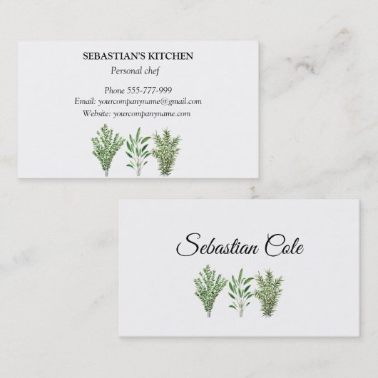 Rosemary Thyme Sage Herbs Culinaire Chef Pots Visitekaartje (Voorkant / Achterkant)