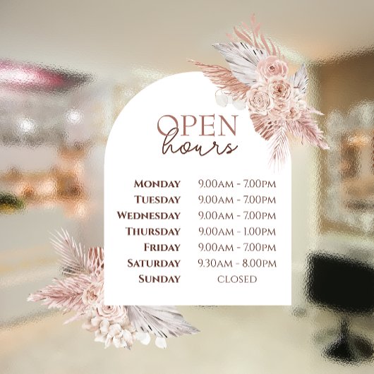 Rosen en boog openingsuren raamsticker