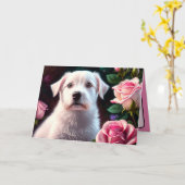 Rosen En Kleine Hond Collectie Kaart (Gele Bloem)
