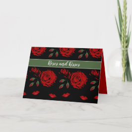 Rosen en Kusjes Elegante Rode Rozen Valentijnskaar Kaart