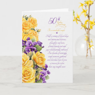 Rosen en viooltjes voor het 50-jarig huwelijksjubi kaart