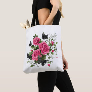 Rosen en Vlinders, Kleurig Ontwerp, Draagtas