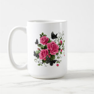 Rosen en Vlinders, Kleurig Ontwerp, Koffiemok