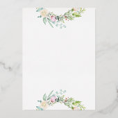 Rosen Groene Florale Trouw Monogram Goud Folie Uitnodiging (Achterkant)