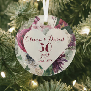 Rosen Groenelementen 30e Verjaardag Keramische Ver Glas Ornament