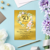 Rosen Guirlande Goud Folie 50ste Huwelijksverjaard Acryl Uitnodigingen (Insitu (Huwelijk))
