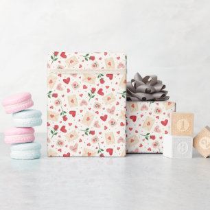 Rosen Harten & Liebesbrieven - Inpakpapierrol Cadeaupapier