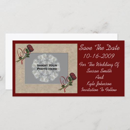 Rosen Hartjes Bruiloft Bewaar De Datum Foto Save The Date (Voorkant / Achterkant)