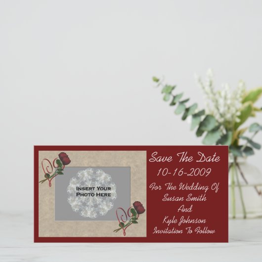 Rosen Hartjes Bruiloft Bewaar De Datum Foto Save The Date (Staand voorkant)
