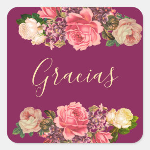 Rosen Rosen, pioenrozen en viooltjes Vierkante Sticker