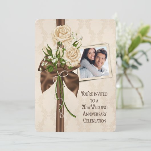 Rosen voor 20-jarig huwelijksjubileum kaart (Staand voorkant)