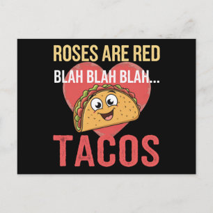 Rosen zijn Rode Blah Tacos Valentijnsdag Eten Lief Briefkaart