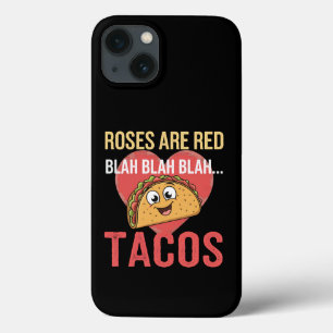 Rosen zijn rode Blah Tacos Valentijnsdag Eten Lief iPhone 13 Hoesje