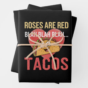 Rosen zijn Rode Blah Tacos Valentijnsdag Eten Lief Inpakpapier Vel