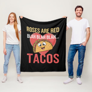 Rosen zijn rood Blah Tacos Valentijnsdag Eten lief Fleece Deken