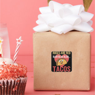 Rosen zijn rood Blah Tacos Valentijnsdag Etenliefh Vierkante Sticker