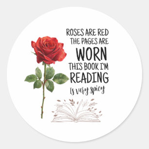 Rosen zijn rood Dit boek is heel pittig Boekliefhe Ronde Sticker