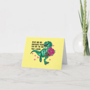 Rosen zijn rood Grappige Dinosaur Valentine's Dag Kaart