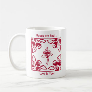 Rosen zijn rood, liefde is jij Chic Gepersonalisee Koffiemok