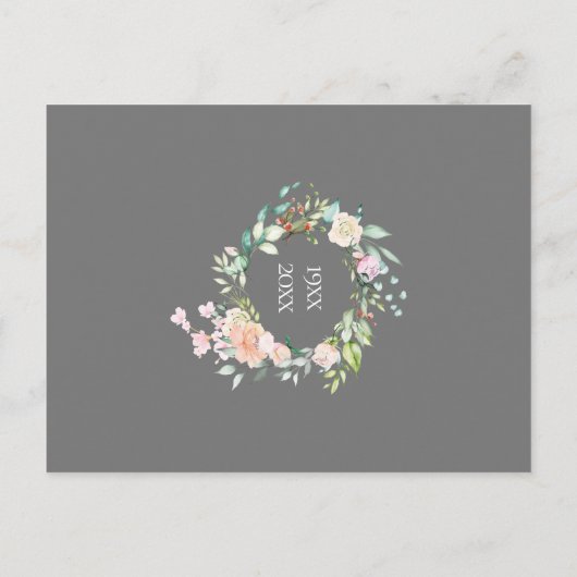 Rosenkrans 25e trouwdag Save the Date Briefkaart (Achterkant)