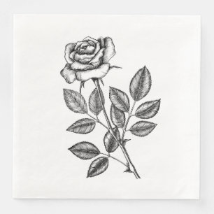 Rosentekening 2 servet