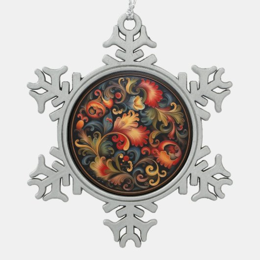 Rosepaint Modern 2 van 6 Tin Sneeuwvlok Ornament (Voorkant)