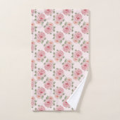 Roseraie rose vintage cottage motif floral (Serviette à main)
