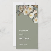 Roses 3D blanches Sauge Vert | Programme de mariag (Devant)
