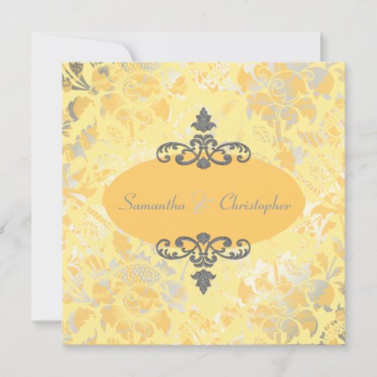 Roses anciennes + invitations Jaune/gris (Devant)